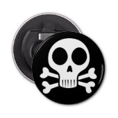 Spookachtige schedel op een zwarte achtergrond button flesopener (Voorkant)