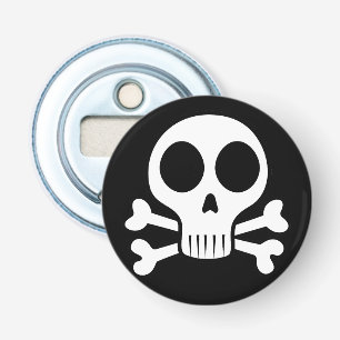 Spookachtige schedel op een zwarte achtergrond button flesopener