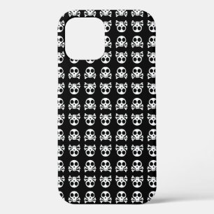 Spookachtige schedel op een zwarte achtergrond iPhone 12 hoesje