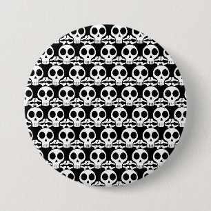 Spookachtige schedel op een zwarte achtergrond ronde button 7,6 cm