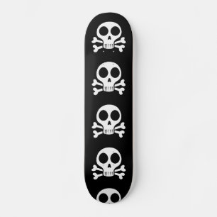 Spookachtige schedel op een zwarte achtergrond skateboard