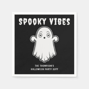 Spookachtige Sfeer Geest Halloween Zwart En Wit Servet