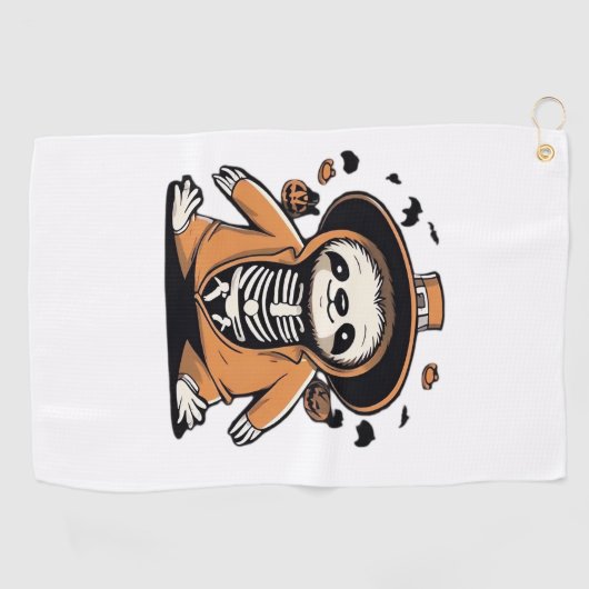 Spookachtige skelet luiaard truc voor de behandeli golfhanddoek (Horizontaal)