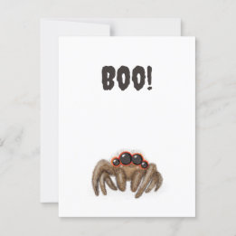 Spookachtige spin 'Boe!' Halloween-briefkaart Briefkaart