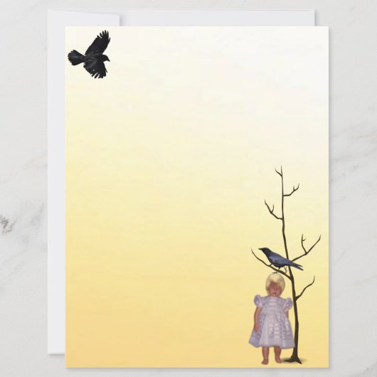 Spookachtige Talia met Raven Halloween Stationery (Achterkant)