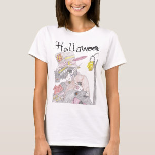 Spookachtige tekening van Halloween-koppel T-shirt