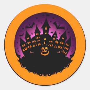 Spookachtige Verlaten Kasteel Silhouet Halloween Ronde Sticker