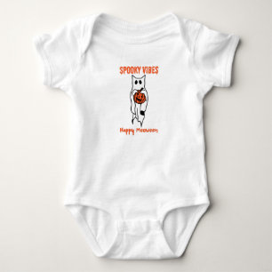 spookachtige vibes spookkat blij Halloween "Meow" Romper