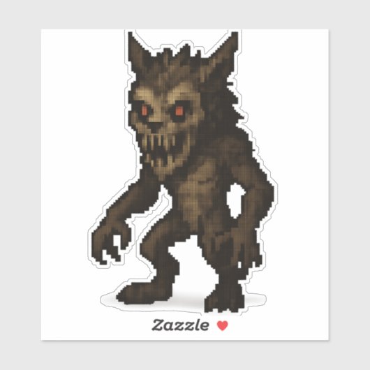 Spookachtige Weerwolf Monster Pixel Art sticker 6x (Vel)