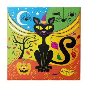 Spookachtige wind kat tegeltje