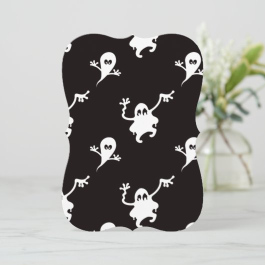 spookachtige zwarte halloween huwelijksuitnodiging kaart (Staand voorkant)