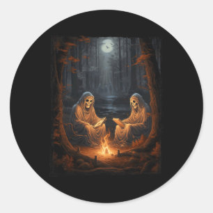 spookboek lezen Camping Gothic Hallowee Ronde Sticker