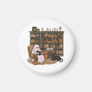 Spookboeklezende kattenliefhebber Halloween  Magneet