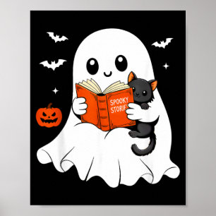 Spookboeklezende Zwarte Kat Halloween Kostuum Here Poster