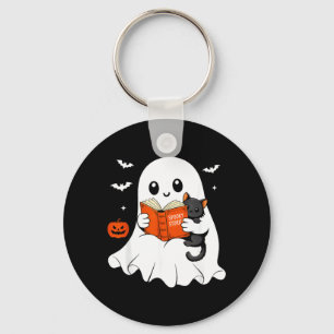 Spookboeklezende Zwarte Kat Halloween Kostuum Here Sleutelhanger