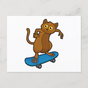 Spookdier als Skater met Skateboard Briefkaart