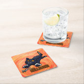 Spookdieren Kat en muis Vierkante Kartonnen Onderzetter (Insitu)