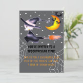 Spookheks vliegt Halloween Night Kaart (Staand voorkant)