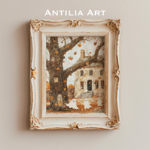  spookhuis dat grillige geesten schildert poster