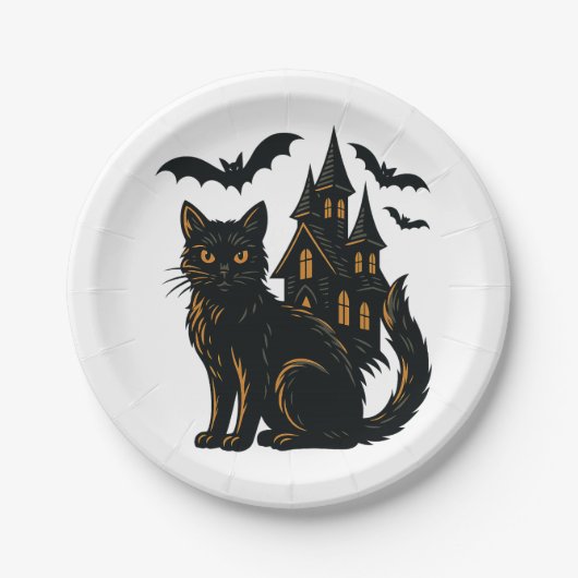 Spookhuis en kat Papier Bord (Voorkant)