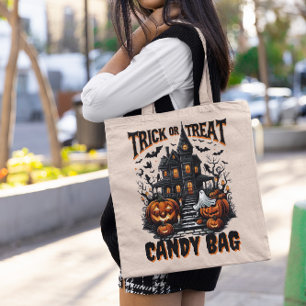 Spookhuis en pompoenen voor Halloween Tote Bag
