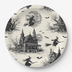  spookhuis en toile patroon (2) papieren bordje