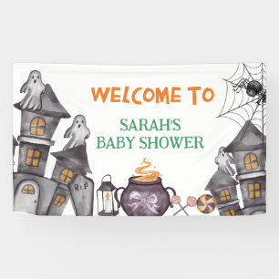 Spookhuis Halloween Baby shower Herfst Thema Spandoek