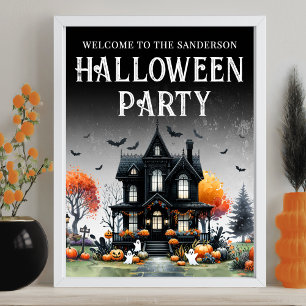 Spookhuis Halloween Feestbord Poster