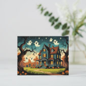  spookhuis Halloween Feestdagenkaart (Staand voorkant)