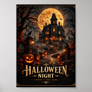 Spookhuis Halloween Nacht Poster