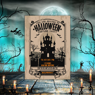 spookhuis Halloween Party Kaart
