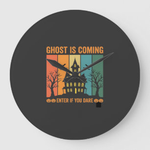 Spookhuis Halloween Vectorontwerp Grote Klok