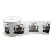 Spookhuis met pompoenen en vleermuizen Halloween Lint (Spoel)