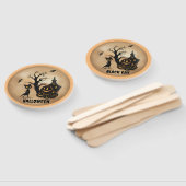 Spookhuis met zwarte kat handwaaier (Niet-gemonteerd)