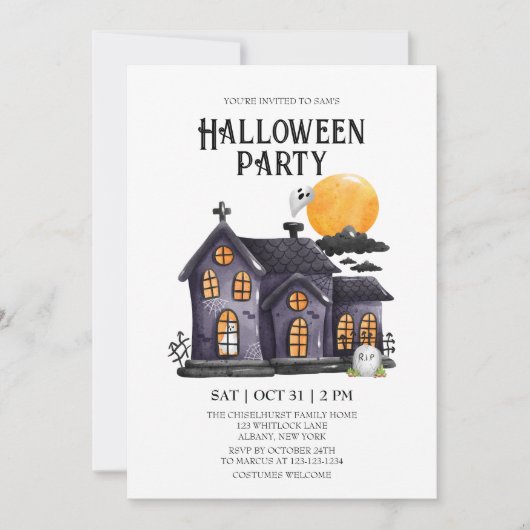 Spookhuis Spooky Ghost Halloween Party Kaart (Voorkant)