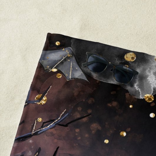 spookhuis | Spooky Volle Maan Boom en Bats Strandlaken (In situ)