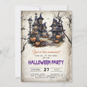 Spookhuizen Spooky Halloween Party Kaart (Voorkant)
