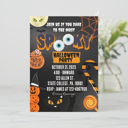 SPOOKIEST HALLOWEWEEN PARTY Invitation (Debout devant)
