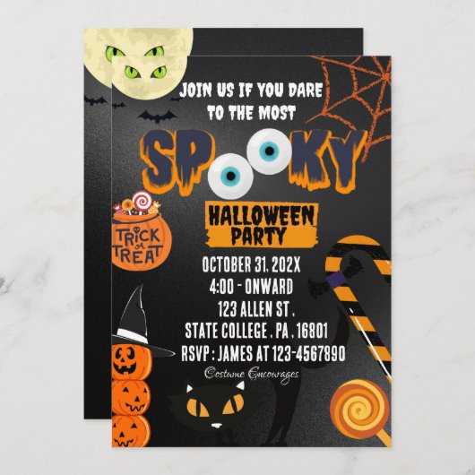 SPOOKIEST HALLOWEWEEN PARTY Invitation (Devant / Derrière)
