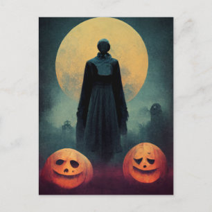 Spookige geest en pompoenen Halloween Feestdagenkaart