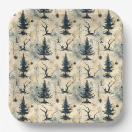 Spookige kerstboom papieren bordje