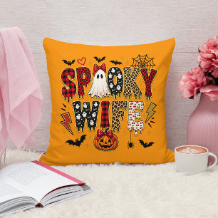 Spookige vrouw Halloween Luipaardprint gemengd Kussen
