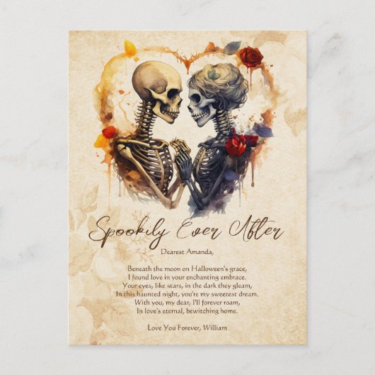 Spookily Ever After Love Romance Halloween Briefkaart (Voorkant)