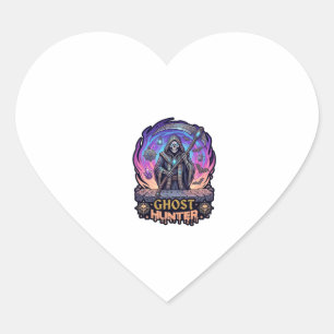 Spookjager Grim Reaper Skelet Zeis Paarse Vlam Hart Sticker