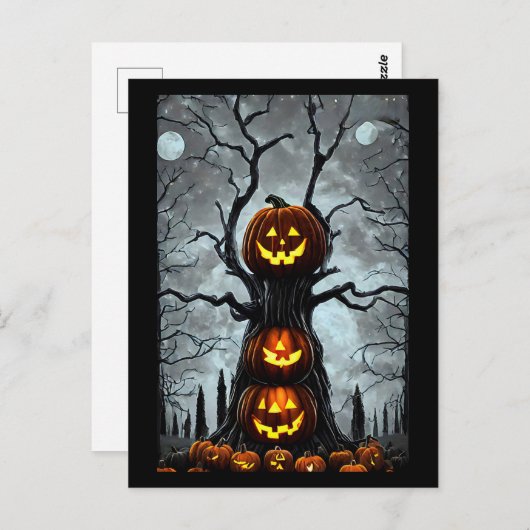 spookjas lantern pomkin tree fantasy Dark art Briefkaart (Voorkant / Achterkant)