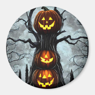 spookjas lantern pomkin tree fantasy Dark art Magneet