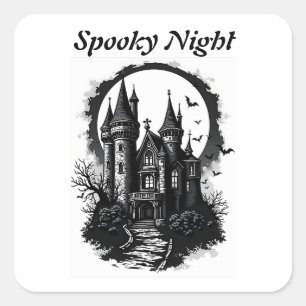 Spookkasteel Silhouette Vierkante Sticker