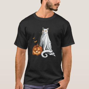 Spookkat Boe Laken Pompoen Grappige Halloween Kost T-shirt