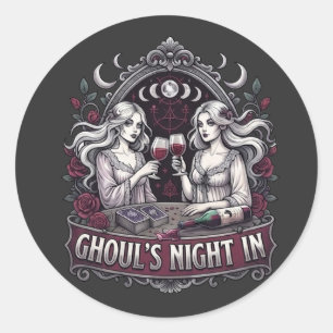 Spooknacht met Griezels in Griezelige Wijn Tarot H Ronde Sticker
