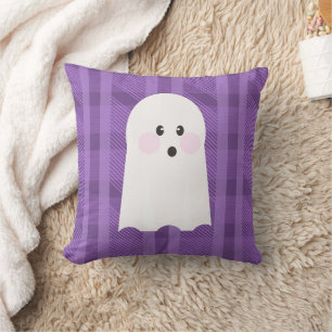 Spookpaarse geruite Halloween kussenhoes Kussen